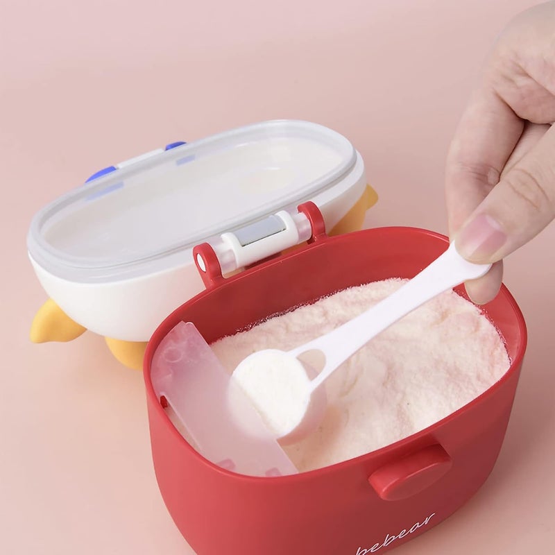 Bebamour Baby Formula Dispenser, BPA Free Portable Milk Powder and Candy Fruit Snack Storage Container with Scoop and Leveller for Travel, 450 ML, Green Cow - Image 4